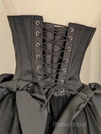 Cute A Line Strapless Black Travel Vacation Dresses Short Satin Birthday Dresses