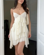 Cute A Line Straps Ivory Short Chiffon Homecoming Dresses Cocktail Dresses