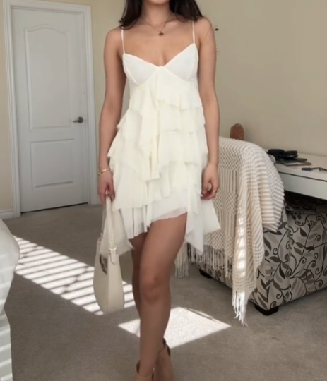 Cute A Line Straps Ivory Short Chiffon Homecoming Dresses Cocktail Dresses