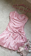 Cute A Line Straps Pink Satin Homecoming Dresses Short Birthday Dresses With Bow