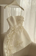 Cute A Line Straps Satin Ivory Homecoming Dresses Party Dresses