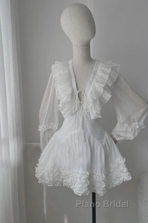 Cute A Line White Homecoming Dresses 18Th Birthday Outfits Secondary image