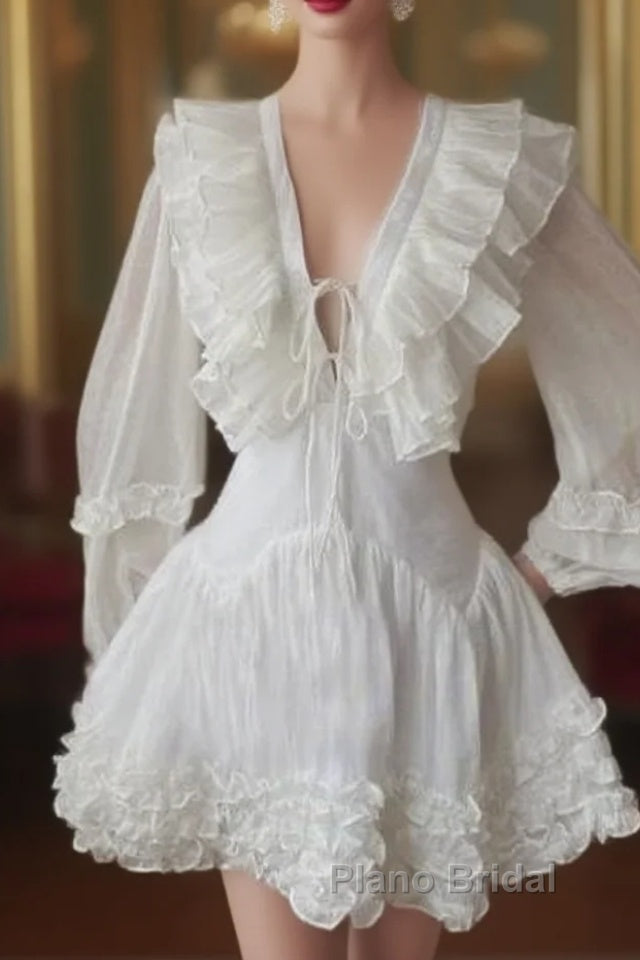 Cute A Line White Homecoming Dresses 18Th Birthday Outfits Main image