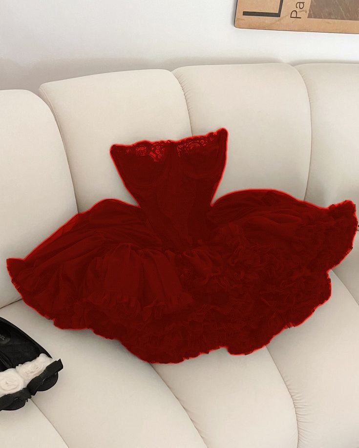 Cute Ball Gown Strapless Black Ruffles Lace Homecoming Dresses Short Birthday Outfits