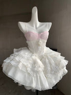 Cute Ball Gown White Straps Homecoming Dresses 18Th Birthday Outfits