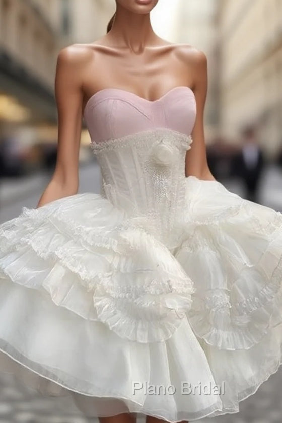 Cute Ball Gown White Straps Homecoming Dresses 18Th Birthday Outfits