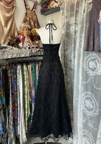 Cute Black Lace V-Neckline A-Line Halter Party Dresses, Black Charming Style Formal Prom Dresses