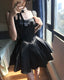 Cute Black Satin Bow A-Line Mini 17Th Birthday Homecoming Dresses