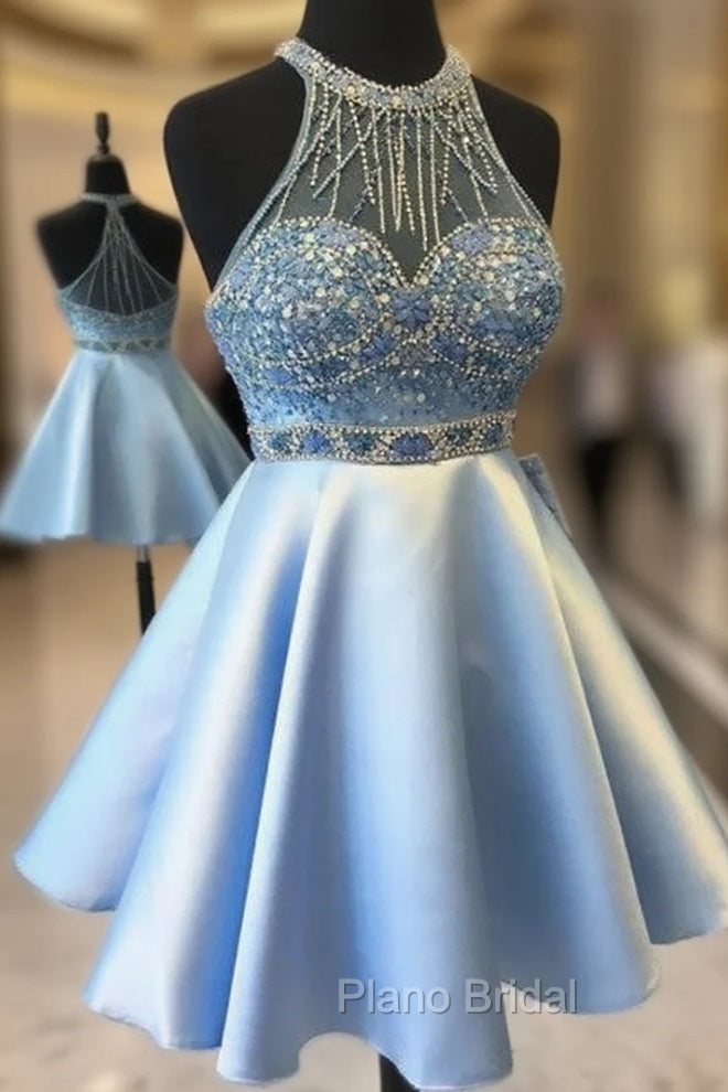 Cute Blue Short Formal Prom Dresses, Blue Homecoming Dresses Main image