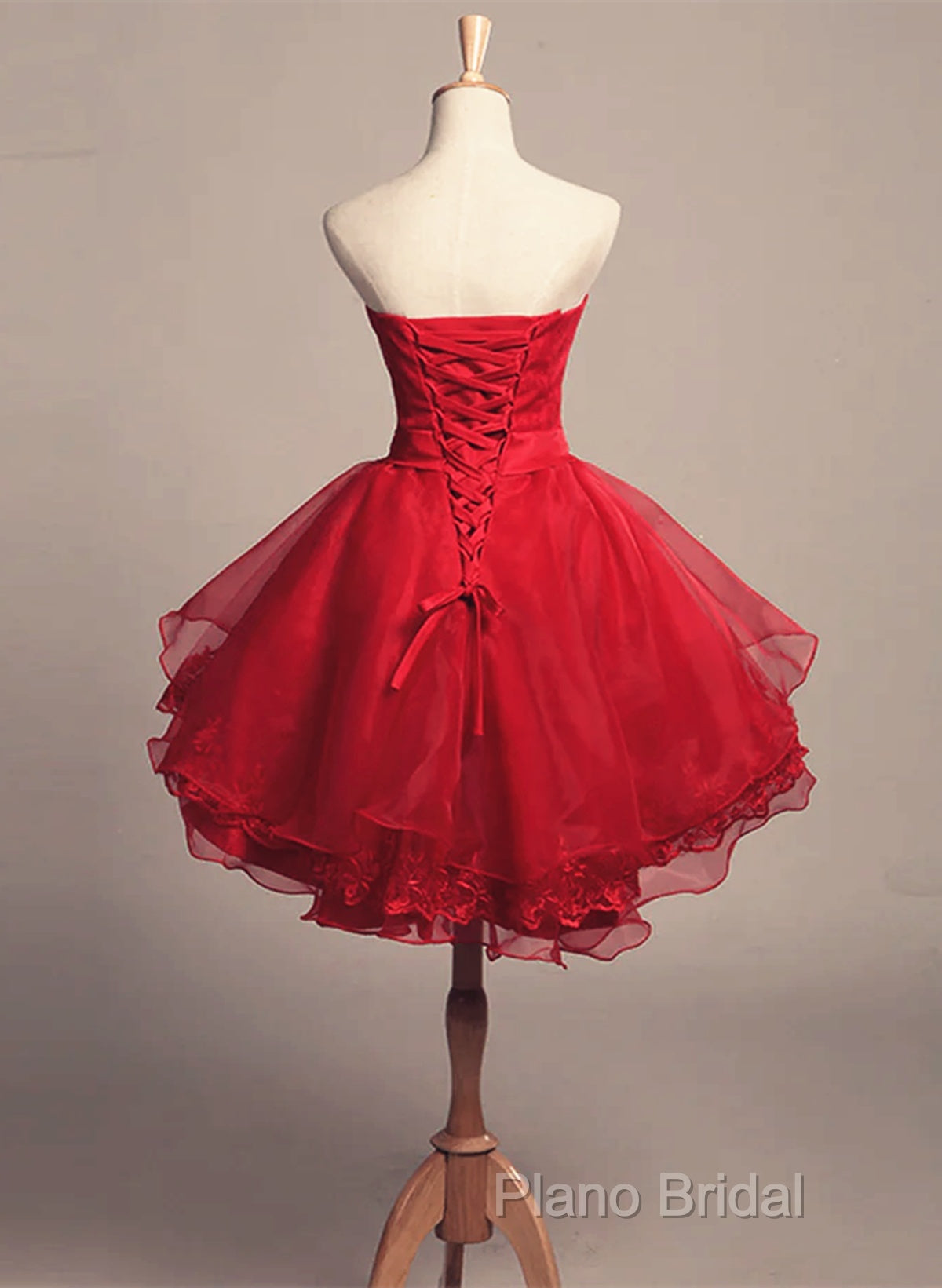 Cute Dark Red Tulle And Lace High Low Homecoming Dresses, Short Party Dresses