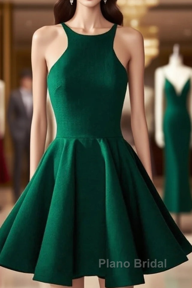 Cute Green Backless Short Formal Prom Dresses, Green Homecoming Dresses Main image