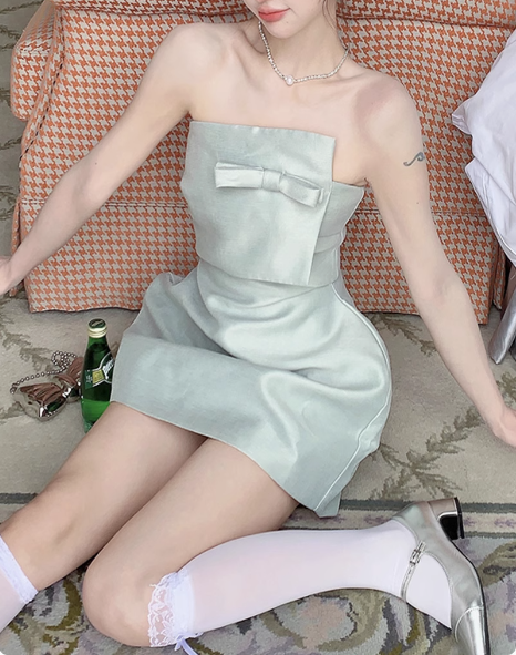 Cute Green Bandeau Waist Mini 17Th Birthday Homecoming Dresses