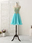 Cute Green Lace Applique Short Prom Dress Green Homecoming Dress