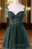 Cute Green Tulle Short Straps Sweetheart Homecoming Dresses, Green Short Formal Prom Dresses