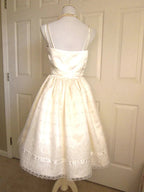 Cute Ivory Strappy Satin Lace Trim A-Line Birthday Dresses Homecoming Dresses