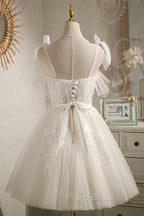 Cute Lace Short Formal Prom Dresses, A-Line Homecoming Party Dresses