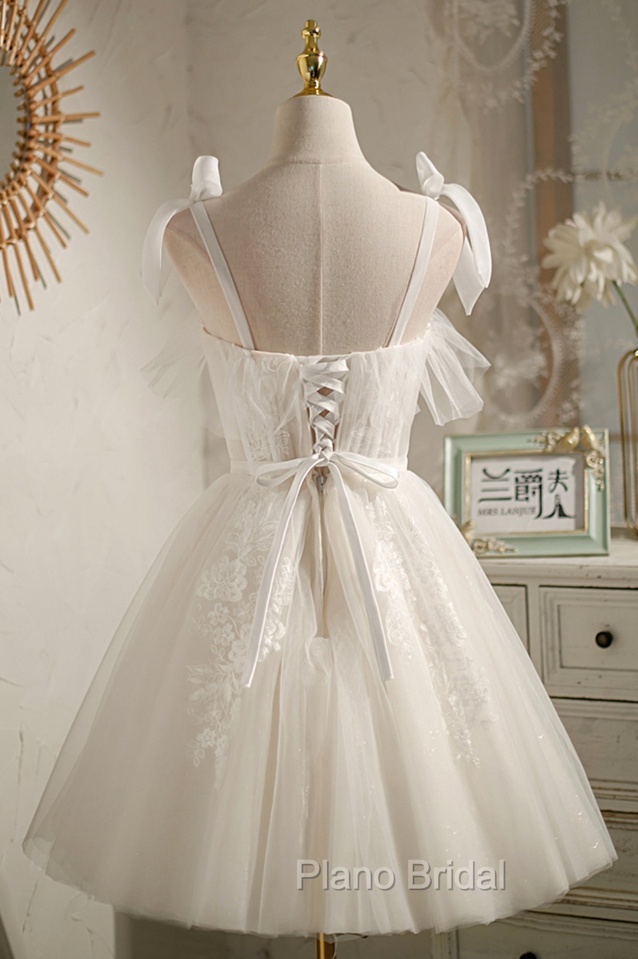 Cute Lace Short Formal Prom Dresses, A-Line Homecoming Party Dresses