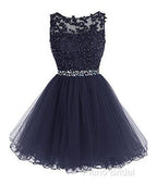 Cute Lace Short Formal Prom Dresses, Lace Homecoming Dresses