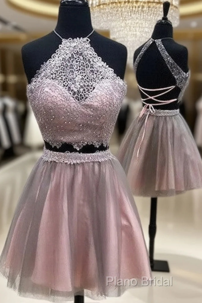 Cute Lace Tulle Short Formal Prom Dresses, Cute Homecoming Dresses Main image