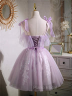 Cute Lavender Tulle Short Formal Prom Dresses, Lavender Homecoming Dresses 2026