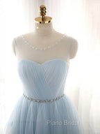 Cute Light Blue Homecoming Dresses With Belt, Lovely Short Formal Prom Dresses