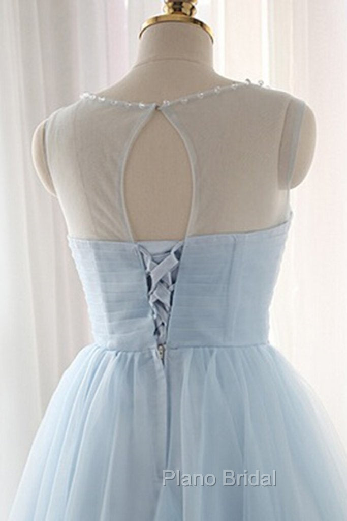 Cute Light Blue Homecoming Dresses With Belt, Lovely Short Formal Prom Dresses