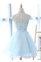 Cute Light Blue Tulle With Lace Party Dresses , Beautiful Short Classical Formal Dresses