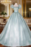 Cute Light Green Tulle Ball Gown Sweet 16 Dresses Green Formal Dresses Formal Prom Dresses shops