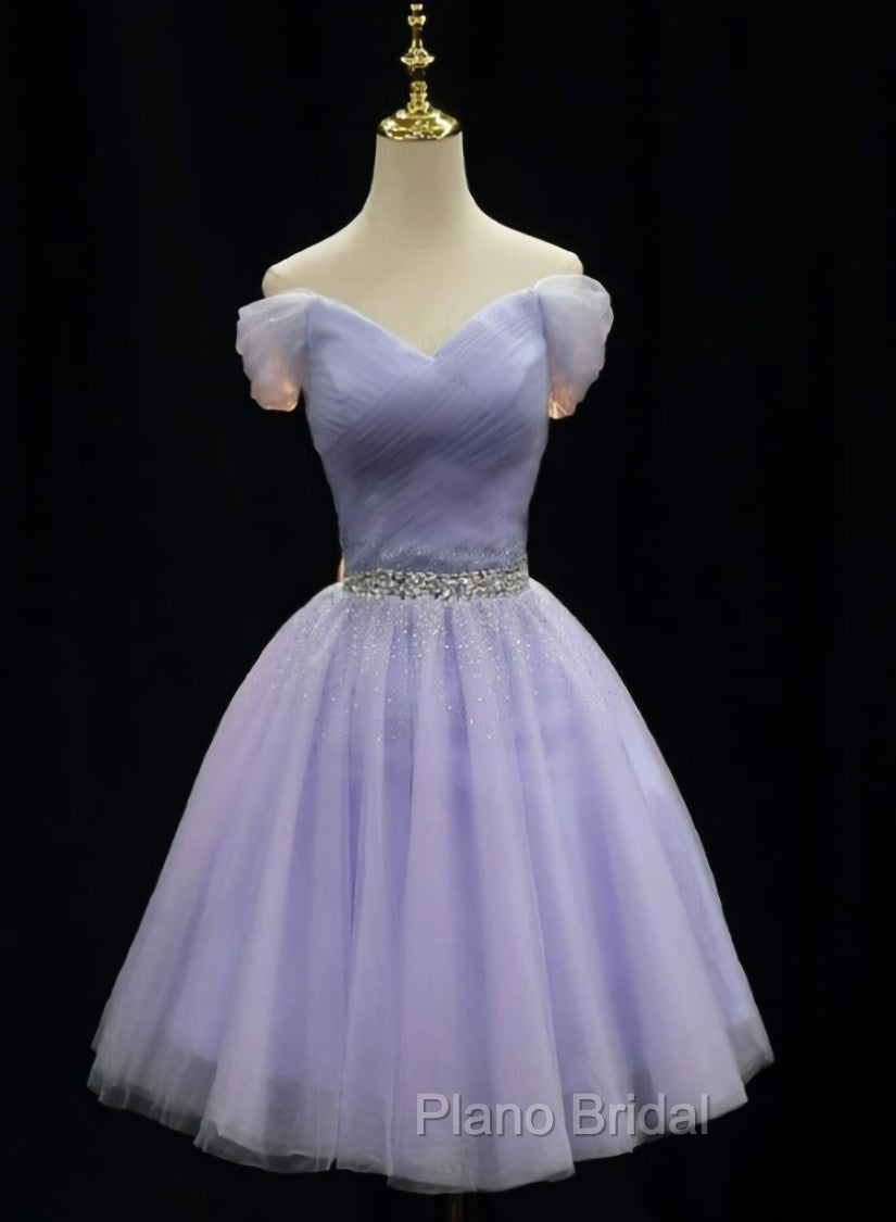 Cute Light Purple Beaded Tulle Homecoming Dresses, Short Formal Prom Dresses Formal Dresses Main image