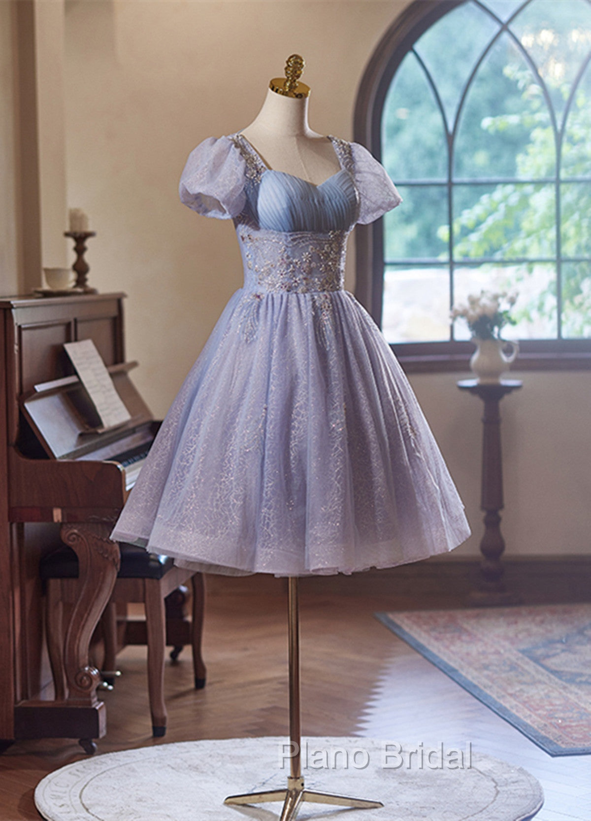 Cute Light Purple Short Sleeves Homecoming Dresses, Light Purple Party Dresses Secondary image