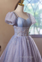 Cute Light Purple Short Sleeves Homecoming Dresses, Light Purple Party Dresses