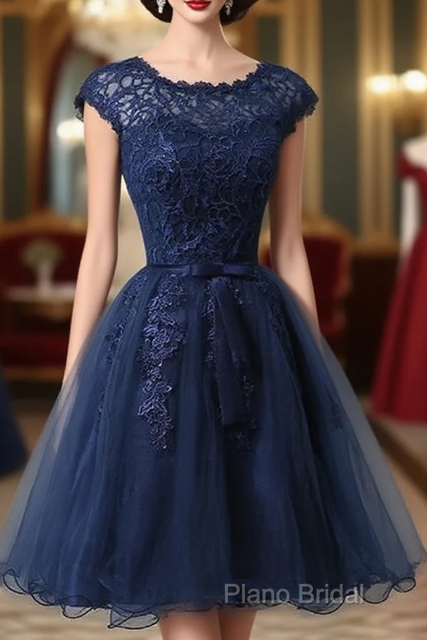 Cute Navy Blue Tulle And Lace Homecoming Dresses , Lovely Party Dresses