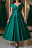 Cute Off Shoulder Green Satin Short Formal Prom Dresses, Off the Shoulder Green Homecoming Dresses, Green Formal Evening Dresses