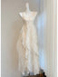Cute Off-White Ruffled Chiffon Long Formal Prom Dresses Bridesmaid Dresses