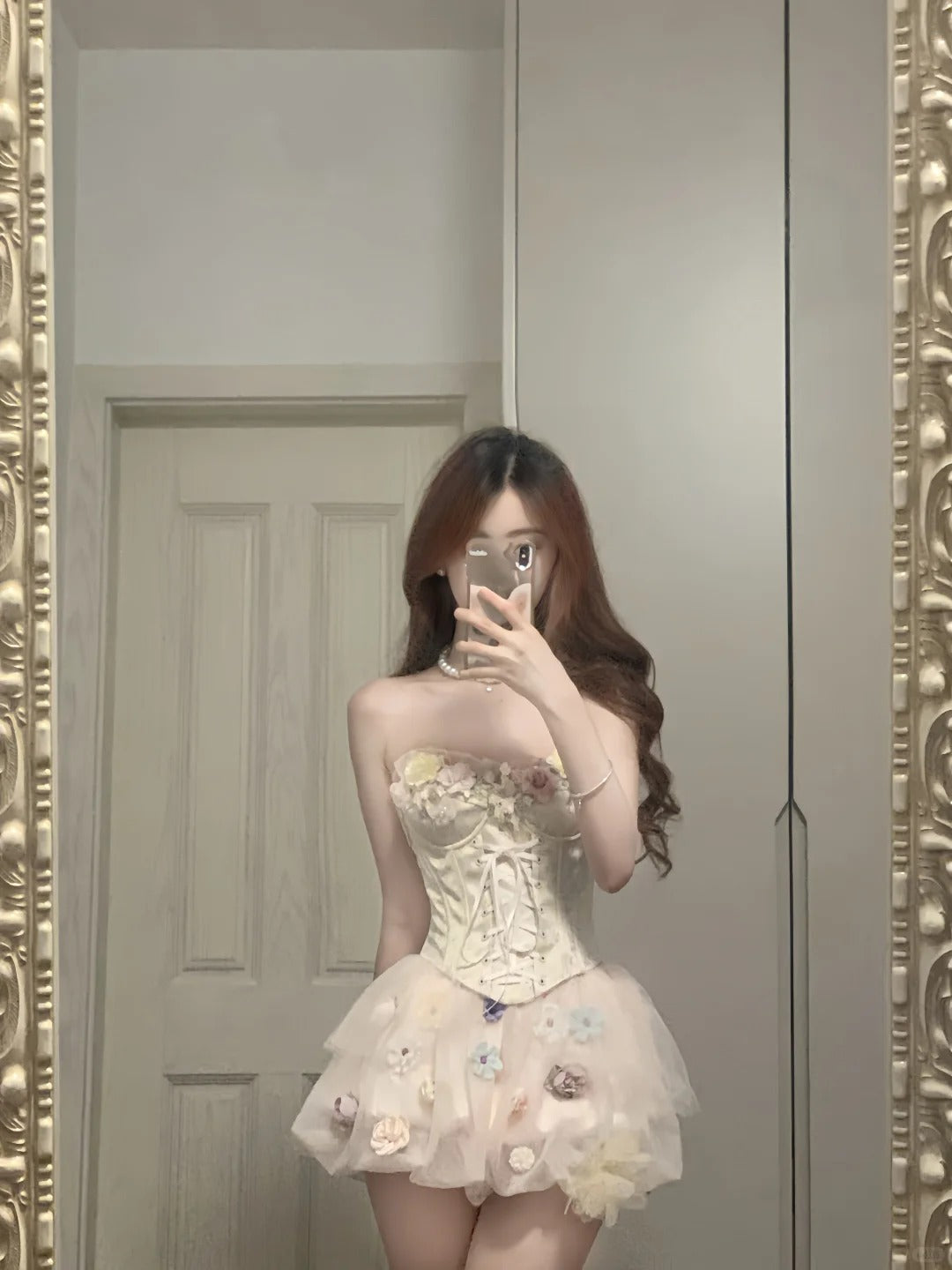 Cute Pink 3D Flower Corset With Bud Skirt 17Th Birthday Homecoming Dresses