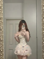 Cute Pink 3D Flower Corset With Bud Skirt 17Th Birthday Homecoming Dresses