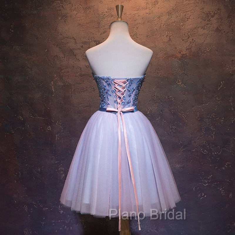 Cute Pink and Blue Homecoming Dresses, Tulle Short Formal Prom Dresses