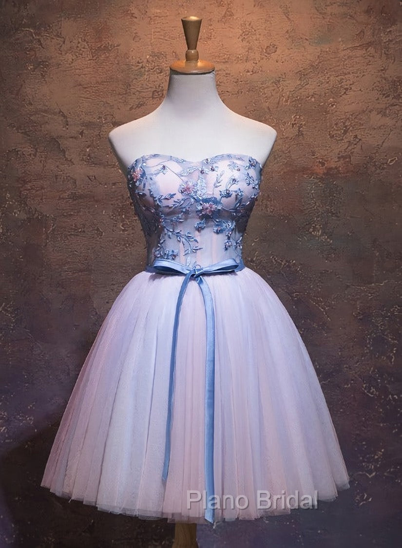Cute Pink and Blue Homecoming Dresses, Tulle Short Formal Prom Dresses