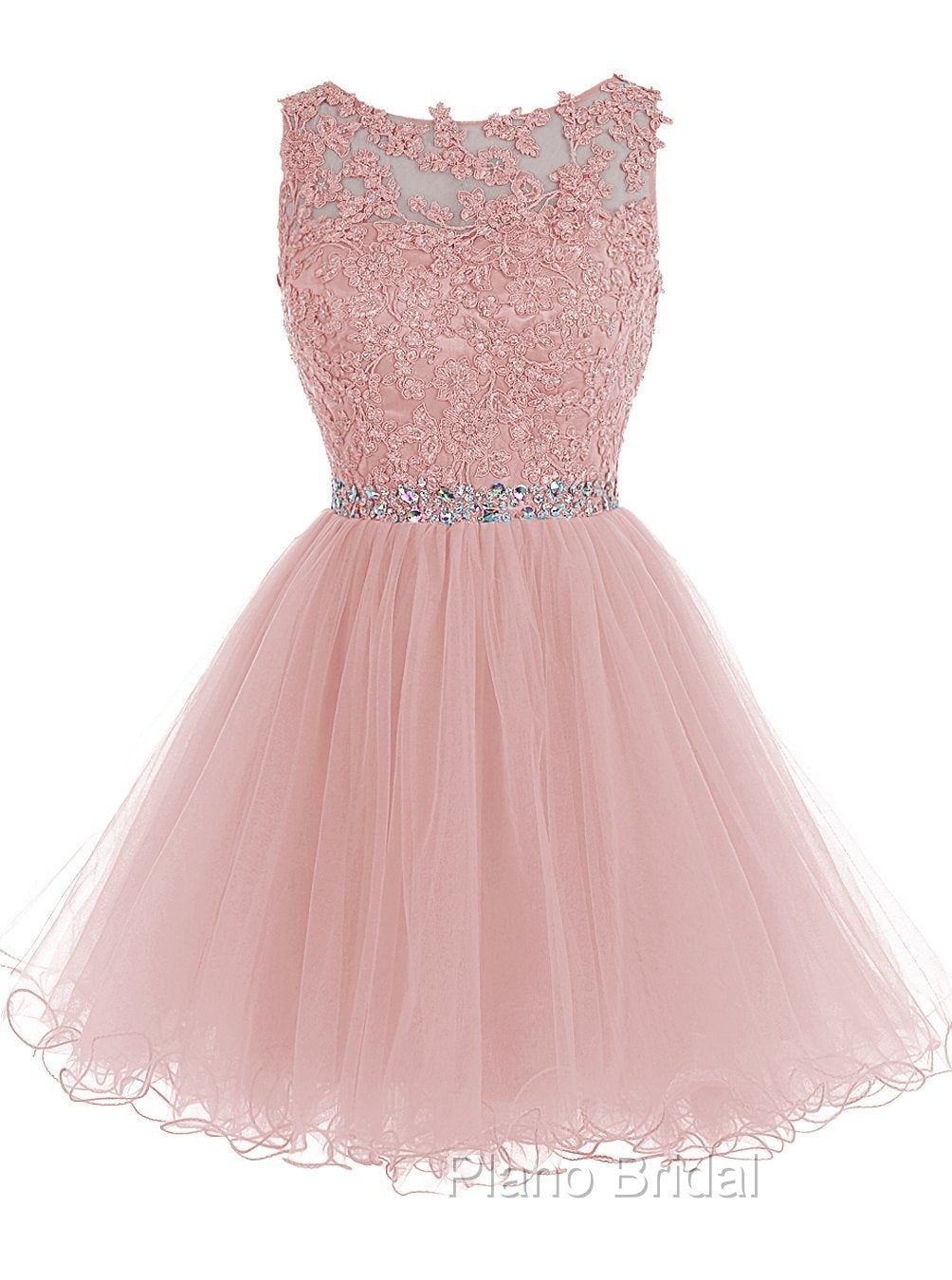 Cute Pink Handmade Tulle Beaded Party Dresses, Pink Homecoming Dresses Secondary image