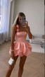 Cute Pink Ruffles Short Formal Prom Dresses Homecoming Dresses