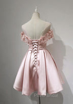 Cute Pink Satin Short Formal Prom Dresses , Lovely Party Dresses