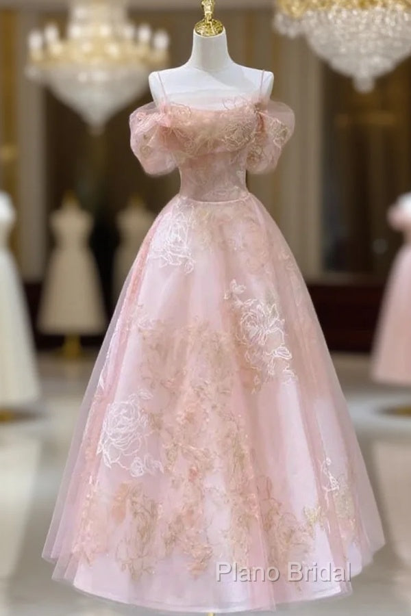 Cute Pink Tulle Lace Short A-Line Formal Prom Dresses