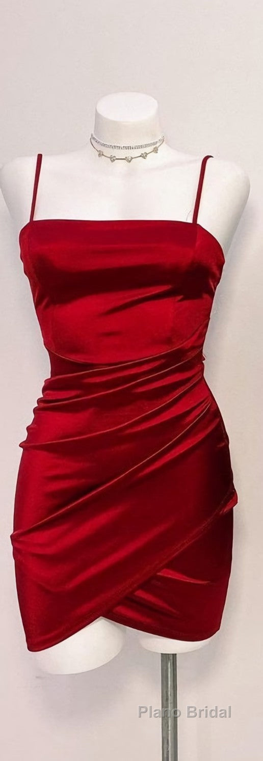Cute Pleated Red Short Homecoming Dresses Bodycon Secondary image