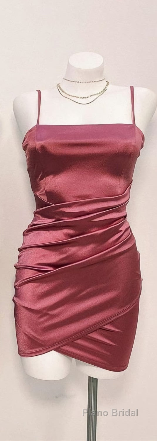 Cute Pleated Red Short Homecoming Dresses Bodycon