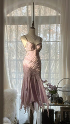 Cute Purple Strap Beaded Chiffon Mermaid Short Formal Prom Dresses