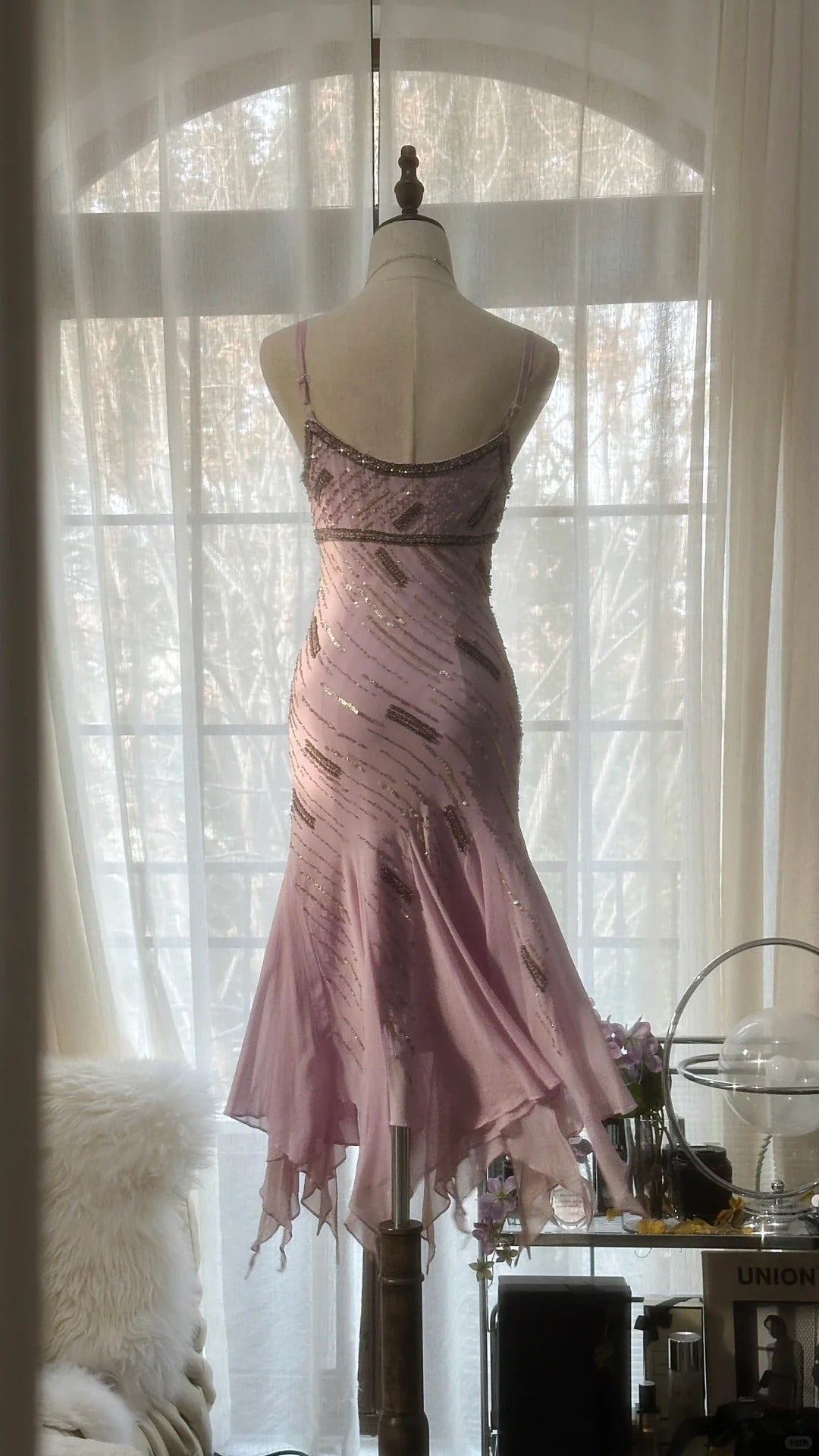 Cute Purple Strap Beaded Chiffon Mermaid Short Formal Prom Dresses