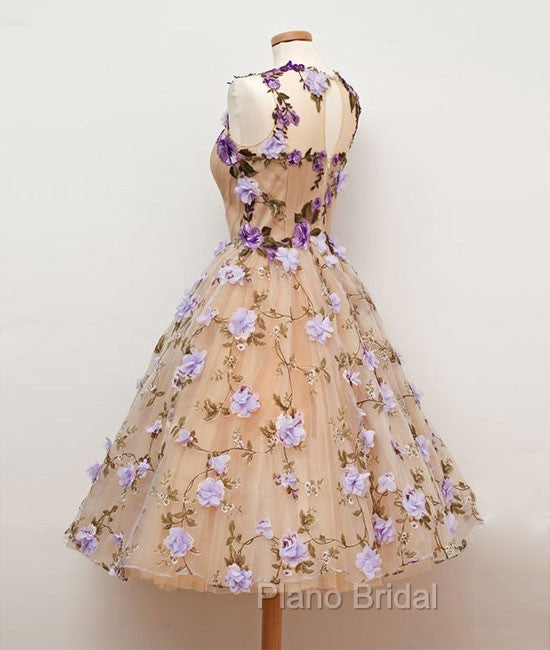 Cute Round Champagne Short Formal Prom Dresses, Champagne Homecoming Dresses Secondary image