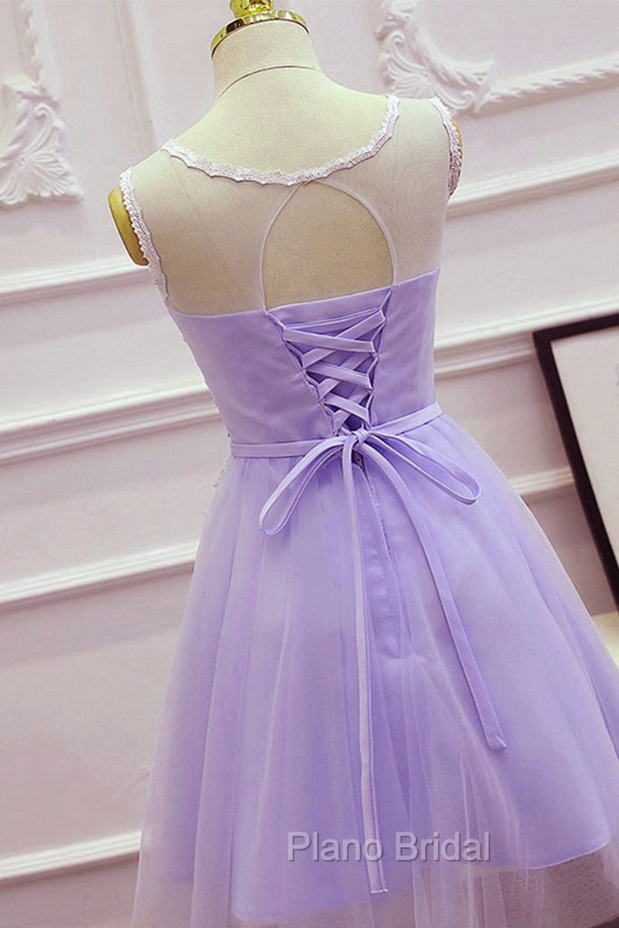 Cute Round Neckline Knee Length Homecoming Dresses, Short Lace Party Dresses