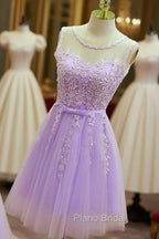 Cute Round Neckline Knee Length Homecoming Dresses, Short Lace Party Dresses