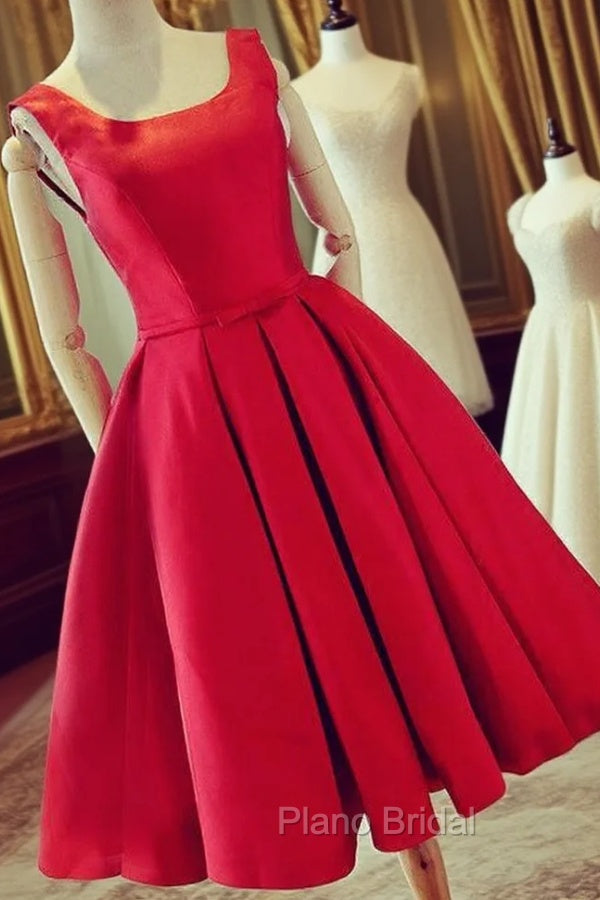 Cute Satin Bow Back Party Dresses, Red Short Homecoming Dresses Secondary image